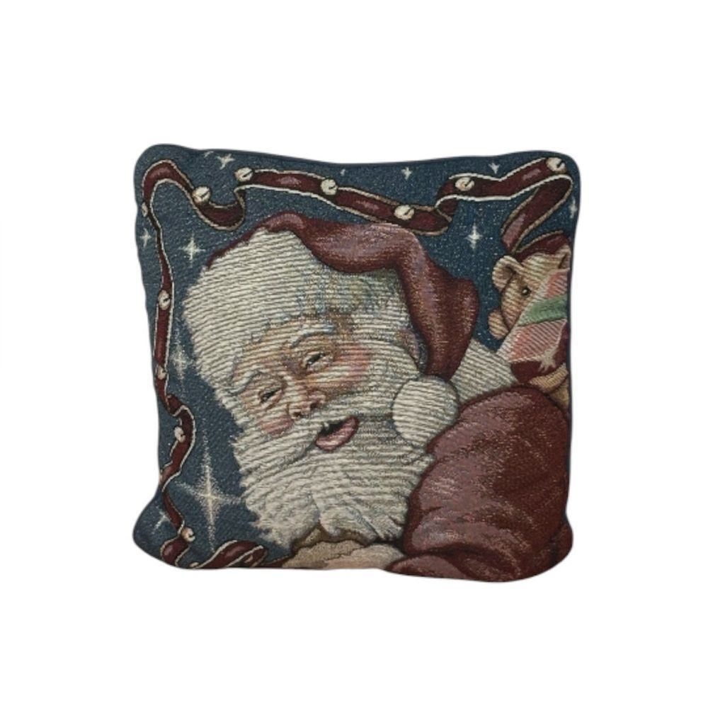Tapestry Santa pillow, Vintage, 90s, Holiday, Christmas